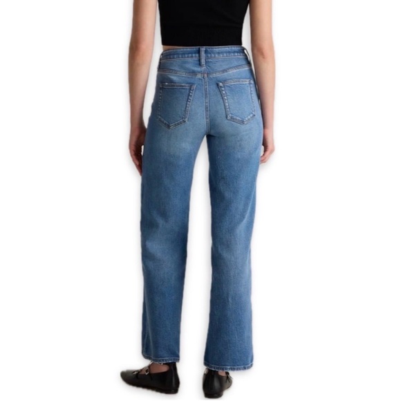 Quince Women’s Stretch High Rise Straight Jeans Medium Wash size 26 inseam 28 - Picture 4 of 11